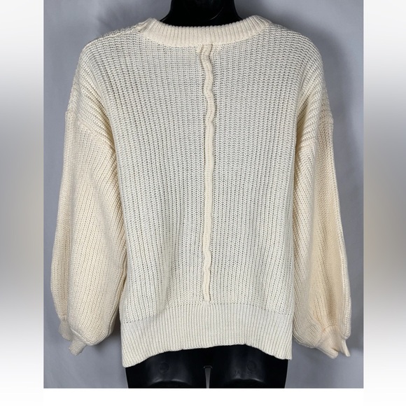 POL Size S Chunky Knit Wildflowers & Peace Creamy Vanilla Sweater NWOT - Picture 2 of 10